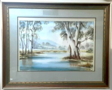 Artwork - Hazel Gedye, "Landscape in the Yarra Valley", Watercolour on Paper, Image Size 50 X 73cm, Signed & Dated L/R.