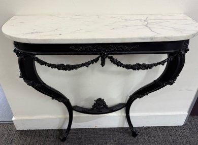 Furniture - Wall Mounted Console Table with Marble Top. H 80 & W 78cm. Base painted black