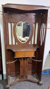 Furniture - Art Nouveau Style, Silky Oak Hall Stand. Needs restoration.