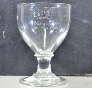 Antique Glass - Georgian Ale glass, "W.L. Nelson Inn 1847" etched.
