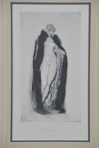 Artwork - Norman Lindsay, "The Cloak", Facsimile Etching, Image Size 27.5 X 15cm, Comes with Bloomfield Certificate. Limited to 550