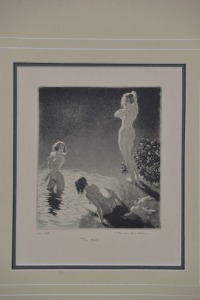 Artwork - Norman Lindsay, "The Pool"(1934), Facsimile Etching, Image Size 15 x 13cm, With Blind Stamp, Comes with Bloomfield Certificate. Limited to 550