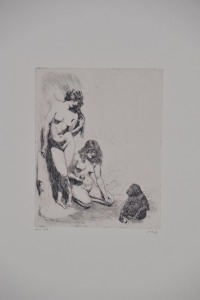 Artwork - Norman Lindsay, "Temptation", Unframed Facsimile Etching, Image Size 12.5 x 10cm, Comes with Bloomfield Certificate. Limited to 550