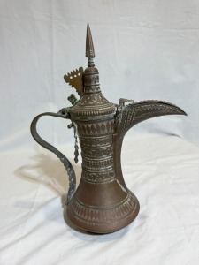 Middle East Artifact - Engraved Copper Coffee Pot . H 35cm.