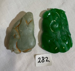 Asian Artifact - Jade Pendant & Small antique stone carving.