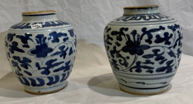 Asian Artifact - Chinese Burial Urn x2, H 16.5cm