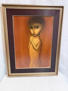 Artwork - Robert Dickerson, "Young Child", Charcoal/Pastel on Board, Image Size 61 x 44cm, Signed L/R.