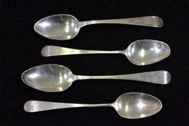 Silver - Teaspoon Spoons x4 - All individually Hallmarked, W 48.4g