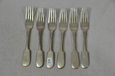 Silver - Antique Russian, Forks(6), Hallmarked 840, W 238g