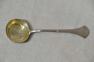 Silver - Antique Russian, Sugar Sift / Straining Spoon, Gold Gilt, Hallmarked 840, W 41g