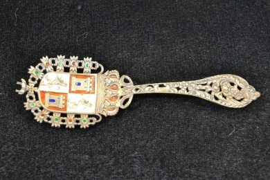 Silver - Sterling Silver with Enamel Souvenir Spoon - Marked Sterling, W 33g