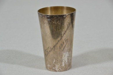Silver - Russian Art Deco Beaker 1915, Engraved with name, Hallmarked 840, W 56g