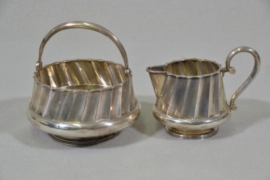 Silver - Russian Milk Jug & Sugar - Hallmarked 840, W 312g combined.