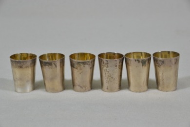 Silver - Russian Vodka Shot Glass, Gilt to interior, Hallmarked 840, W 202g Combined
