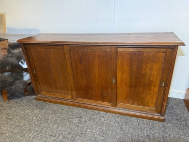 Furniture - Jarrah Shop Counter, With siding doors and interior shelves, L 204cm, D 52cm, H 103cm