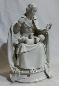 Religious Artifact - Hutschenreuther Selb, Madonna, German high glazed porcelain figurine, Repair to finger. H 35cm W 22cm