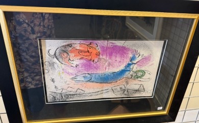 Artwork - Marc Chagall, "The Blue Fish"(1957), Original Lithograph, Catalogue Referenced work, Image Size 23 x 39cm, Unsigned as published.