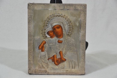 Silver - Antique Russian Icon, 1895 Hallmarked 840, H 20 x W 17cm