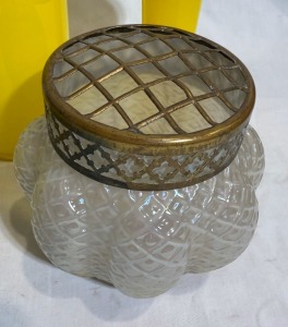 Antique Glass - Yellow, Blue and Opaque including rose bowls, baskets and bud vase