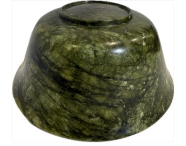 Asian Artifact - Large Chinese spinach bowl, with plinth, D 29cm