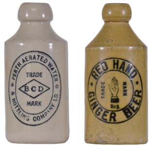 Ginger Beer x2 - B/T - Perth Aerated Water Bottling Company & Red Hand Ginger Beer