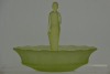 Uranium Glass - Float Bowl Belted Lady centrepiece married with a Sowerby Rose bowl - 2