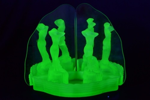 Uranium Glass - Dressing table set with mirror