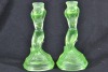 Uranium Glass -Pair Candlesticks - 2
