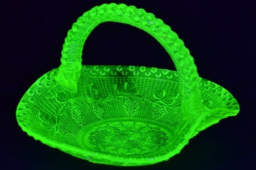 Uranium Glass - Pressed glass basket