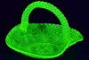 Uranium Glass - Pressed glass basket