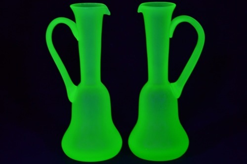 Uranium Glass - French Opaline Ewer pair