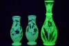 Uranium Glass- Victorian vase set of 3