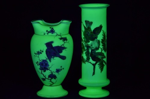 Uranium Glass - Victorian glass vases