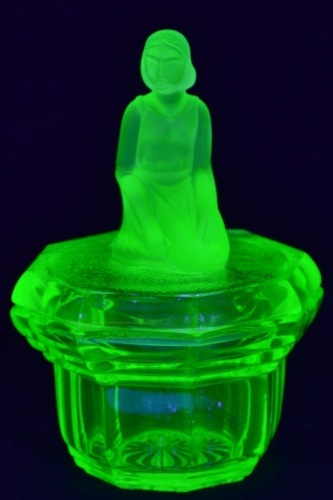 Uranium Glass - Art Deco lidded bowl