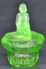 Uranium Glass - Art Deco lidded bowl - 2