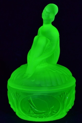 Uranium Glass - Art Deco lidded bowl