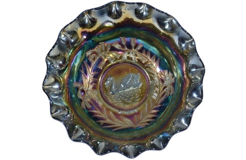 Australian Carnival Glass Swan bowl