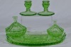 Uranium Glass - Dressing Table set of 6 pieces - 3