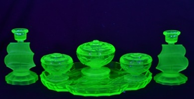 Uranium Glass - Dressing Tables set of 6 pieces