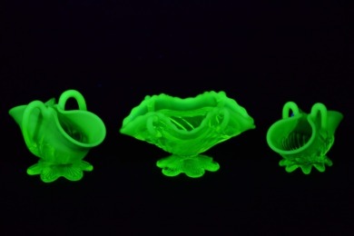 Uranium Glass- Victorian Vaseline glass baskets