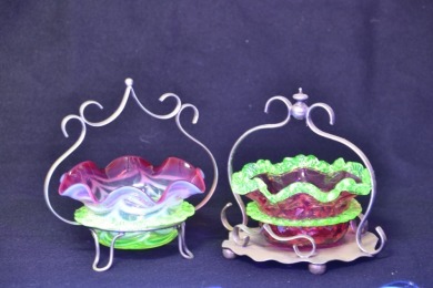 Uranium Glass - Victorian jam dishes
