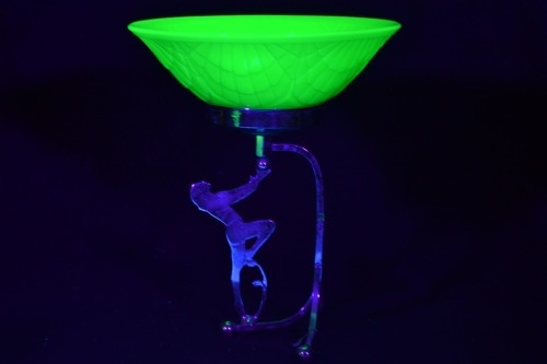Uranium Glass- Art Deco bowl with stand