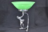 Uranium Glass- Art Deco bowl with stand - 2