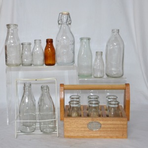 Group Lot - Milk Bottles and Holders