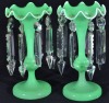 Uranium Glass - Victorian Lustre - Pair - 2