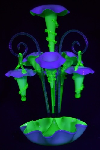 Uranium Glass - Victorian Glass - Epergne