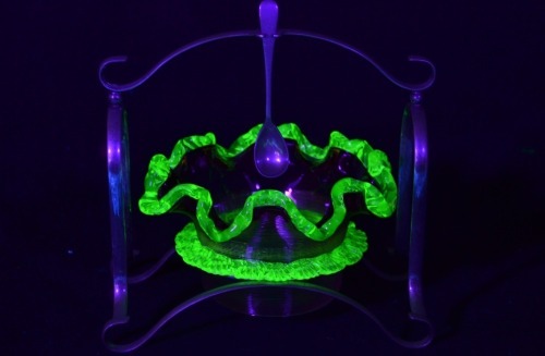 Uranium Glass - Edwardian Glass - Jam Pot