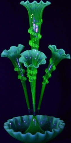 Uranium Glass - Victorian Glass - Epergne