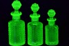 Uranium Glass - Household - Bottles x3