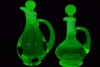 Uranium Glass - Gibson - Cruet Decanters x2